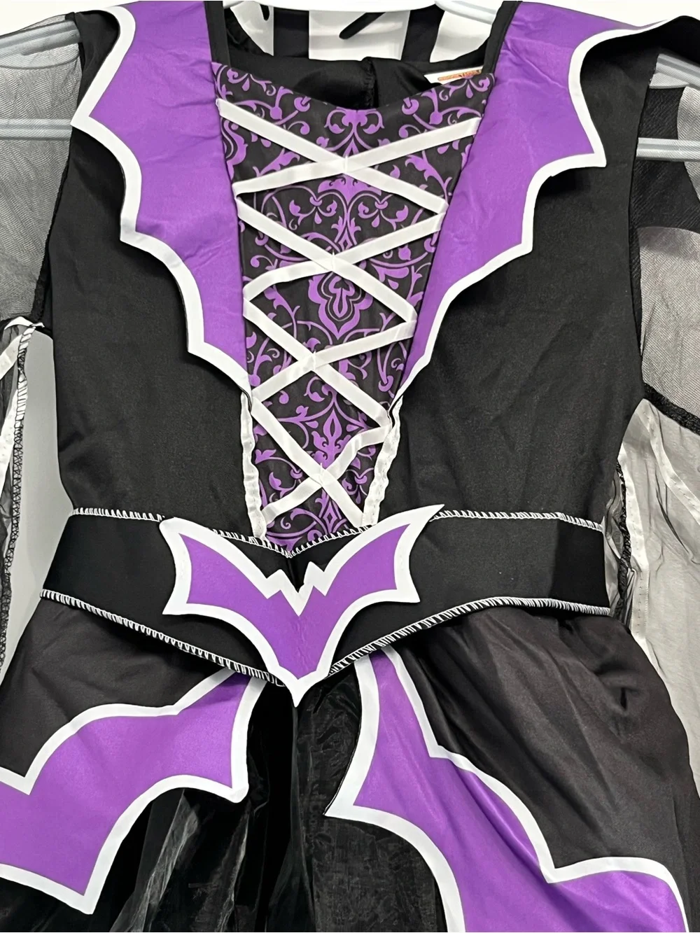 Miss Battiness Bat Costume Girls M 8-10 NWT Purple Black Halloween